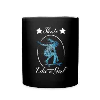 Skateboarderin Skaterin Skateboard Longboard - Tasse einfarbig - Schwarz - Vorne