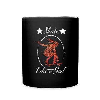 Skate Skaterin Skateboarderin Skatpark Longboard - Tasse einfarbig - Schwarz - Vorne