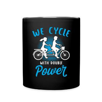 Wir radeln mit doppelter Kraft Tandem Fahrrad Fun - Tasse einfarbig - Schwarz - Vorne