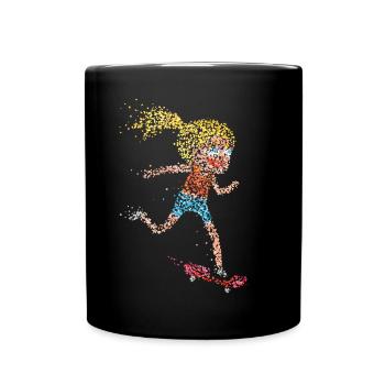 Longboard Skateboard Skaterin Skateboarderin - Tasse einfarbig - Schwarz - Vorne