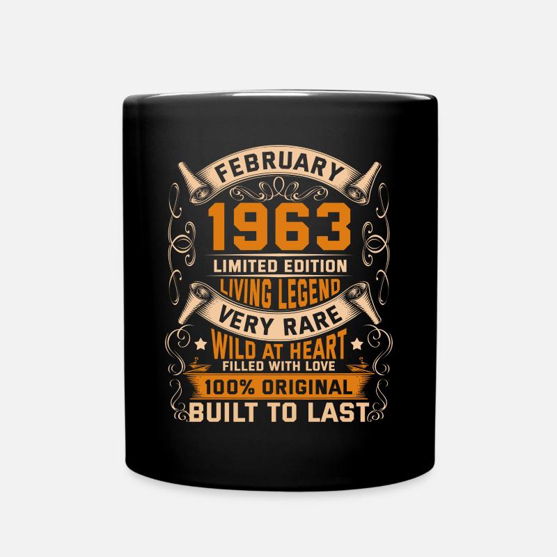 Birthday Legends 100% Original February 1963 - Tasse einfarbig - Schwarz