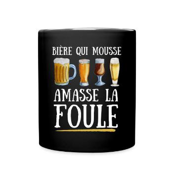 Bière qui mousse amasse la foule - Mug uni - noir - Devant