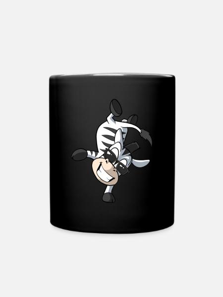 Cute Cartoon Zebra Handstand Turner - Full Colour Mug - black