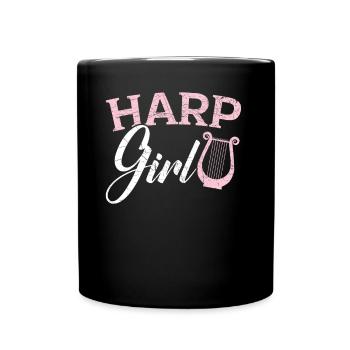Harfe Mädchen Harfenistin Musiker Musikinstrument - Tasse einfarbig - Schwarz - Vorne