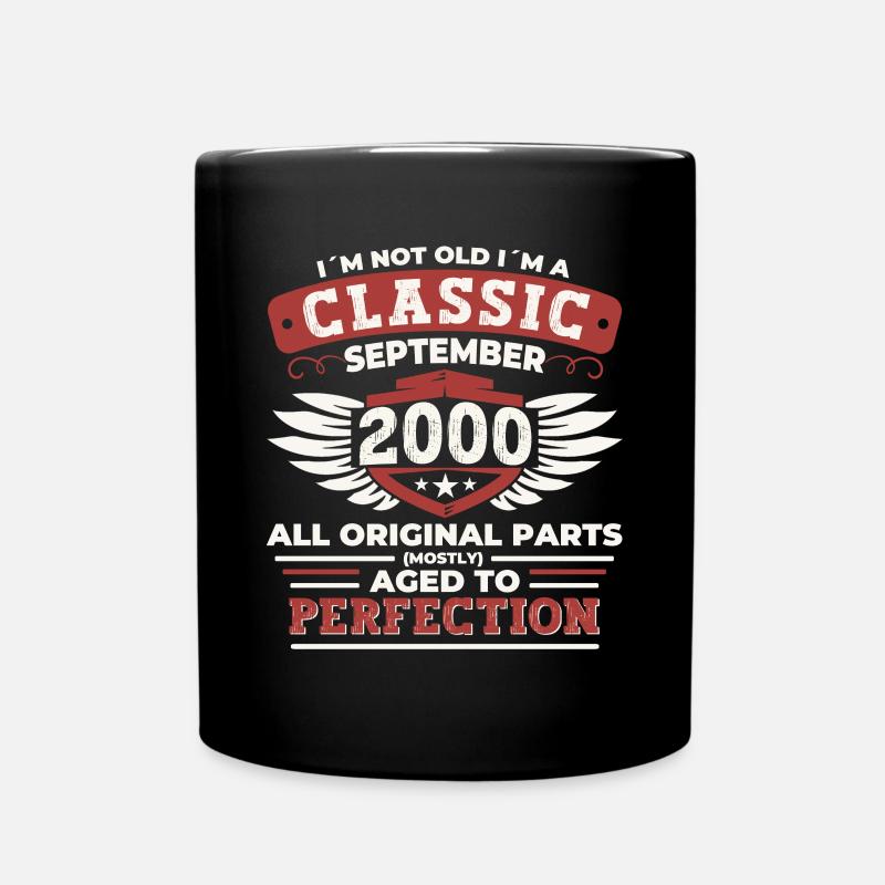 Jahrgang 2000 Geburtstag Geschenk Herren September - Tasse einfarbig - Schwarz