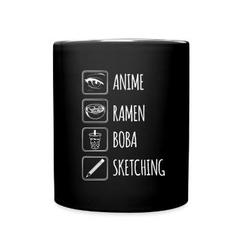 Anime Ramen Boba Sketching Shirt Geschenk - Tasse einfarbig - Schwarz - Vorne