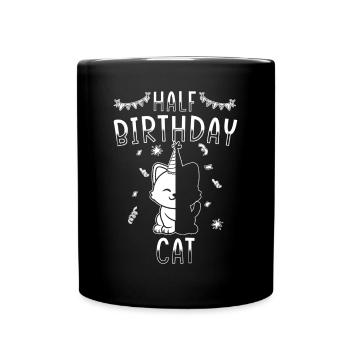 Demi-année 6 mois d’anniversaire chat - Mug uni - noir - Devant