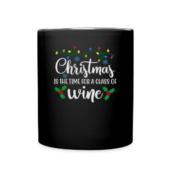 Ugly Christmas Christmas is the time for wine - Full Colour Mug - black - Front