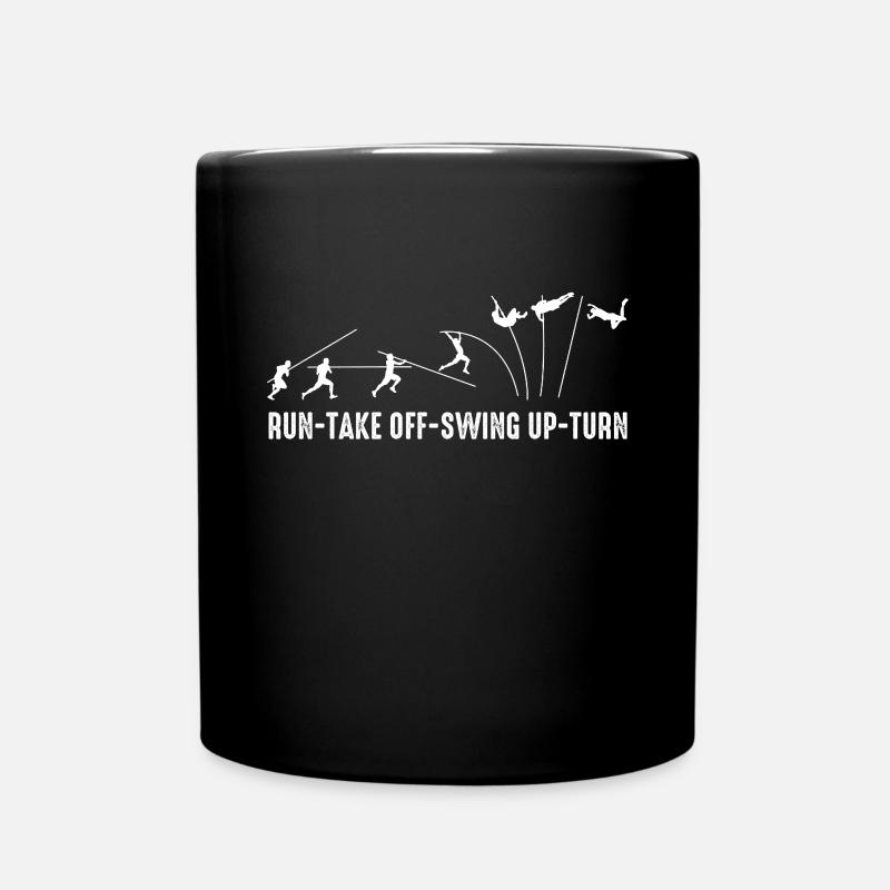 Run Take Off Swing Up Turn Stabhochsprung - Tasse einfarbig - Schwarz