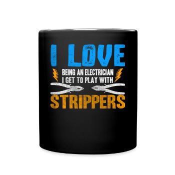 J’aime les strip-teaseuses drôles d’électricien - Mug uni - noir - Devant