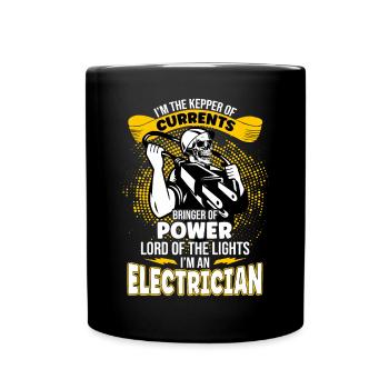Im The Keeper Of Current Elektriker - Tasse einfarbig - Schwarz - Vorne