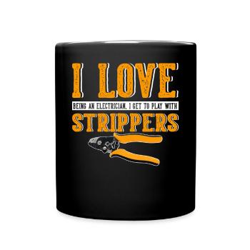 J’aime les strip-teaseuses drôles d’électricien - Mug uni - noir - Devant