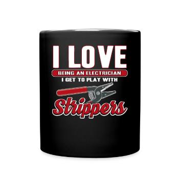 J’aime les strip-teaseuses drôles d’électricien - Mug uni - noir - Devant