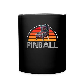 Vintage Retro Pinball Pinball Machine - Full Colour Mug - black - Front