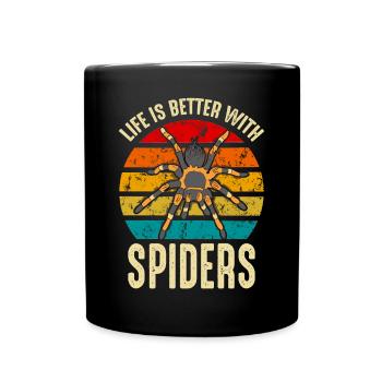 Das Leben ist besser mit Spiders Arachnid Besitzer - Tasse einfarbig - Schwarz - Vorne