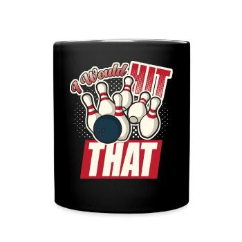 Ich würde diesen lustigen Bowling-Retro-Bowler treffen - Tasse einfarbig - Schwarz - Vorne