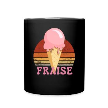 Glace à la fraise dessin Vintage Sunset - Mug uni - noir - Devant
