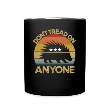 Treten Sie niemandem in Stachelschwein Retro Liber - Tasse einfarbig - Schwarz - Vorne