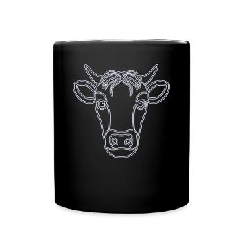 Landwirt Rind Tierkopf Motiv Aufdruck mit Stier - Tasse einfarbig - Schwarz - Vorne