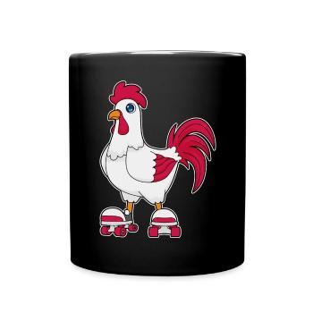 Hahn Rollschuhfahren Rollschuhe - Tasse einfarbig - Schwarz - Vorne