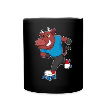 Stier Rollschuhfahren Rollschuhe - Tasse einfarbig - Schwarz - Vorne
