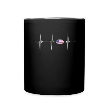 Football ECG Heartbeat USA - Full Colour Mug - black - Front