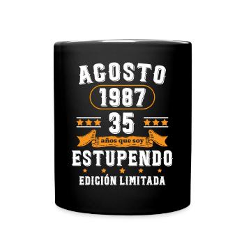 35 Ans Anniversaire Vintage Né(e) en Août 1987 - Mug uni - noir - Devant