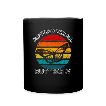 Antisocial Butterfly Introvert Vintage - Full Colour Mug - black - Front