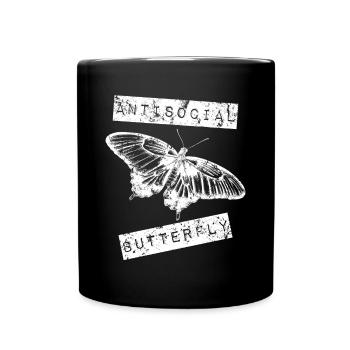 Antisocial Butterfly Introvert Vintage - Full Colour Mug - black - Front