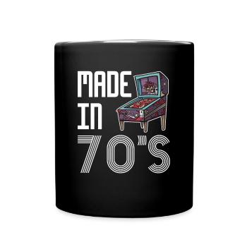 Made In 70s Pinball Shirt Flipperautomat - Tasse einfarbig - Schwarz - Vorne