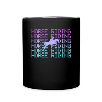 Pferde Reiten - Tasse einfarbig - Schwarz - Vorne