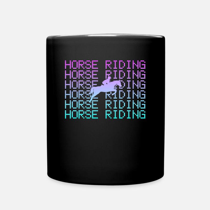 Pferde Reiten - Tasse einfarbig - Schwarz