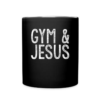 Gym and Jesus Christian Workout Sport Jesus - Tasse einfarbig - Schwarz - Vorne