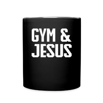 Gym and Jesus Christian Workout Sport Jesus - Tasse einfarbig - Schwarz - Vorne
