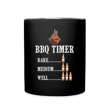 BBQ Timer Grill Bier Steak Lustiges Grillen - Tasse einfarbig - Schwarz - Vorne
