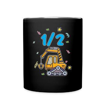 Half year 6 months birthday construction worker - Full Colour Mug - black - Front