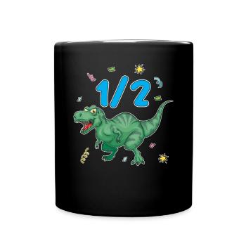 Half Year 6 Months Birthday Dinosaur - Full Colour Mug - black - Front