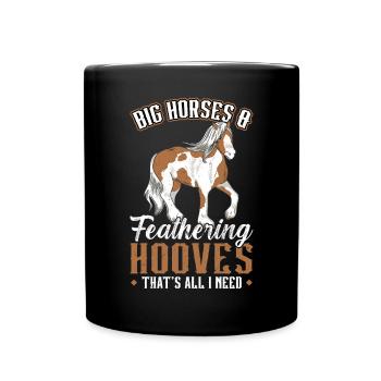 Grands chevaux et sabots élastiques - Clydesdale - Mug uni - noir - Devant