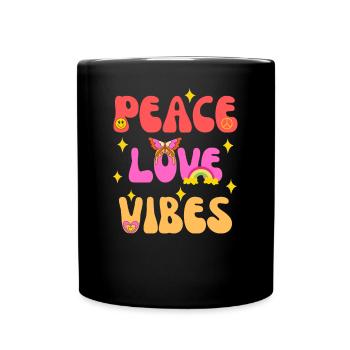 Pace Love Vibes 60s 70s Flower Power - Mug uni - noir - Devant