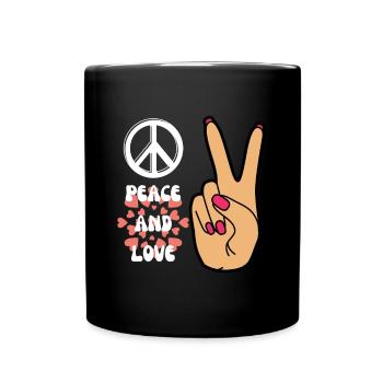 Frieden und Liebe Frau Handzeichen - Tasse einfarbig - Schwarz - Vorne