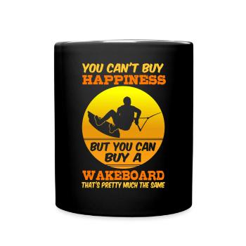 You can't buy happiness, but you can buy a wakeboard - Full Colour Mug - black - Front