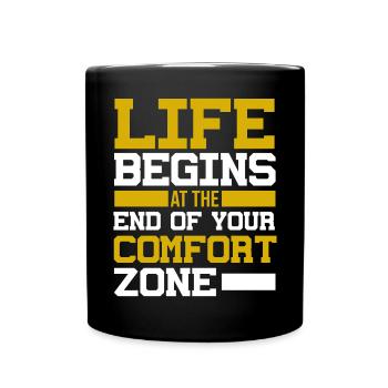 Life begins at the end of your - Full Colour Mug - black - Front