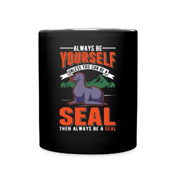 Seal Gift Sea Lion Seal - Full Colour Mug - black - Front