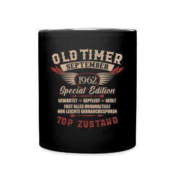 Oldtimer September 1962 Jahrgang Geburtstag - Tasse einfarbig - Schwarz - Vorne