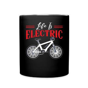 Das Leben ist Elektrofahrradbesitzer Fahrrad Fahrt E-Bike - Tasse einfarbig - Schwarz - Vorne