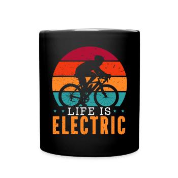 Das Leben ist Elektrofahrradbesitzer Fahrrad Fahrt E-Bike - Tasse einfarbig - Schwarz - Vorne