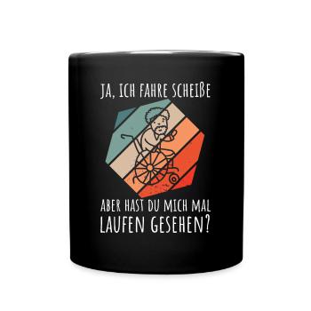 Rollstuhlfahrer Humor Spruch - Tasse einfarbig - Schwarz - Vorne