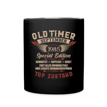 Oldtimer September 1985 Jahrgang Geburtstag - Tasse einfarbig - Schwarz - Vorne