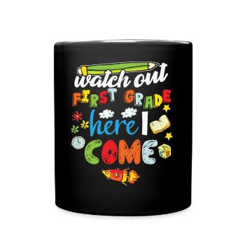 Attention à la première année ici je viens Rainbow Girls - Mug uni - noir - Devant