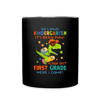 So lange Kindergarten, dass es Spaß gemacht hat, zuerst rauszuschauen - Tasse einfarbig - Schwarz - Vorne